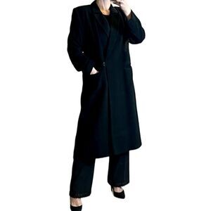 Vintage Fleurette 100% Camel Hair Black Classic Single breast Dressy Overcoat XL